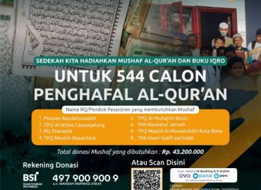 Sedekah Kita Hadiahkan Mushaf Al-Qur’an Dan Buku Iqro Untuk 544 Calon Penghafal Al-Qur’an