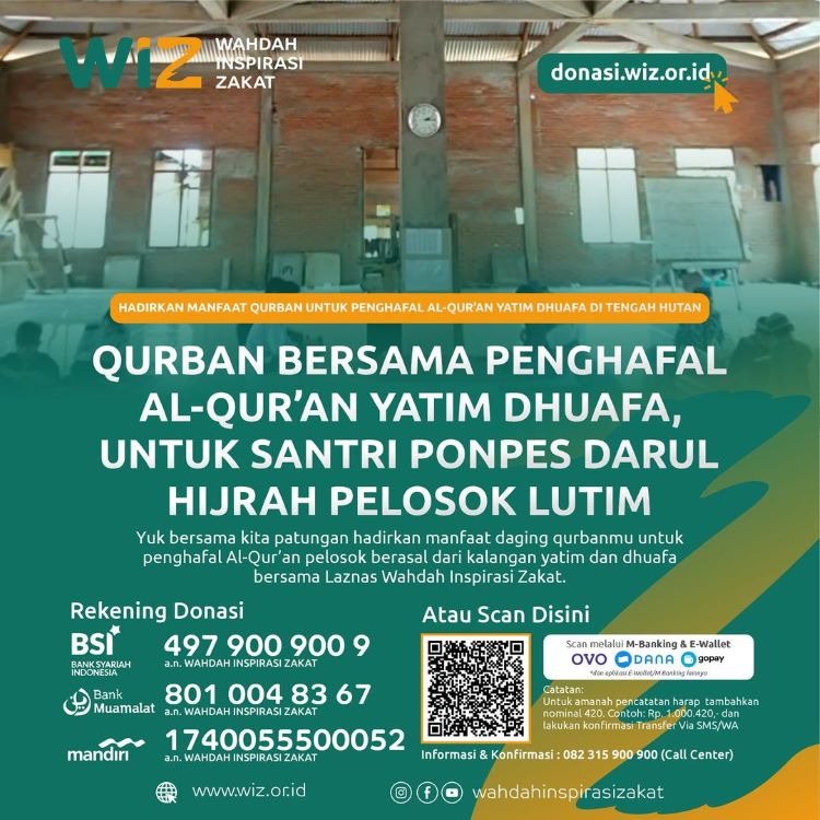 Qurban Bersama Penghafal Al Quran Yatim Dhuafa Untuk Santri Ponpes