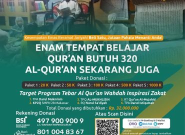 Enam Tempat Belajar Qur’an Butuh 320 Al-Qur’an Sekarang Juga