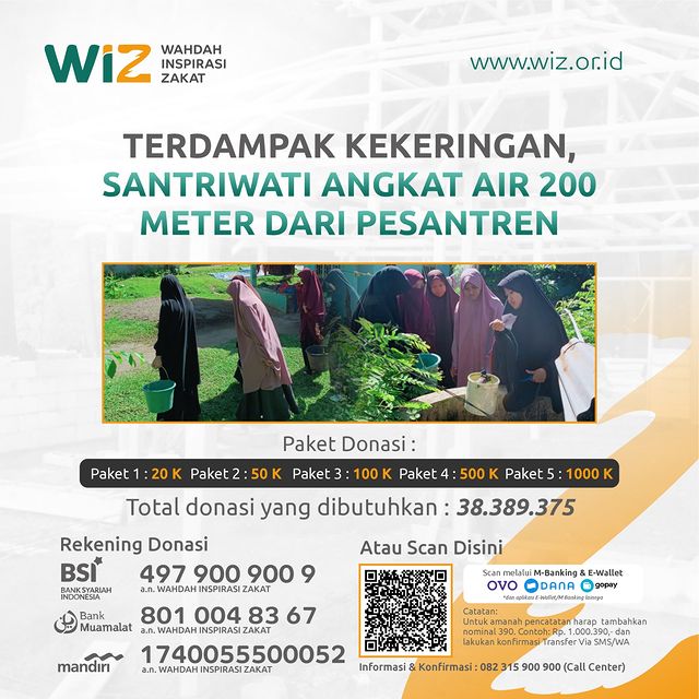 Terdampak Kekeringan, Santriwati Angkat Air 200 Meter Dari Pesantren