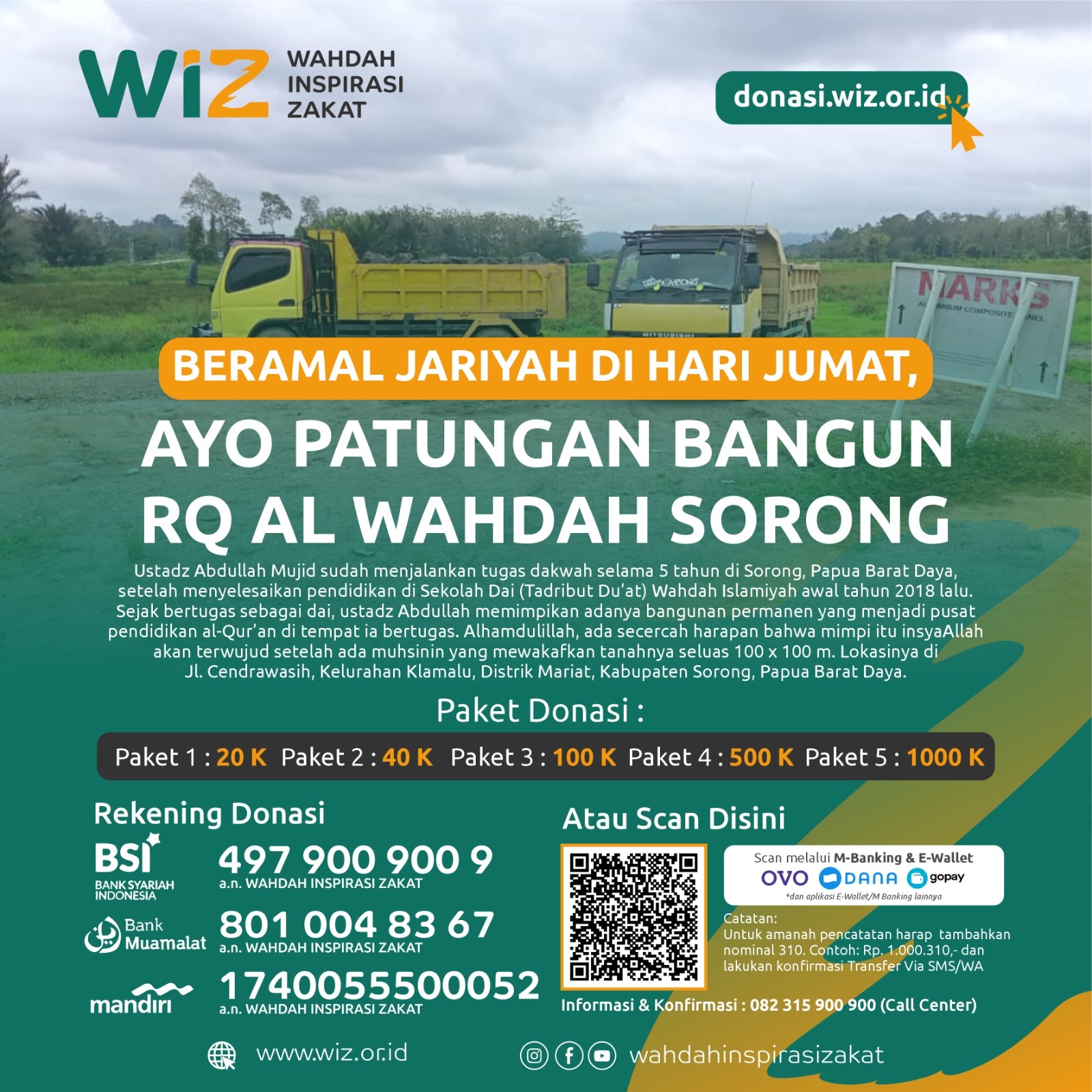 Beramal Jariyah di Hari Jumat, Ayo Patungan Bagun RQ Al Wahdah Sorong