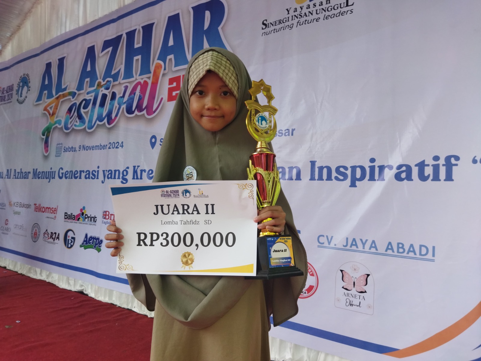 Murid Sekolah Inspirasi Berprestasi di Al-Azhar Festival 2024, Nabila Razana Raih Juara 2 Lomba Tahfizh