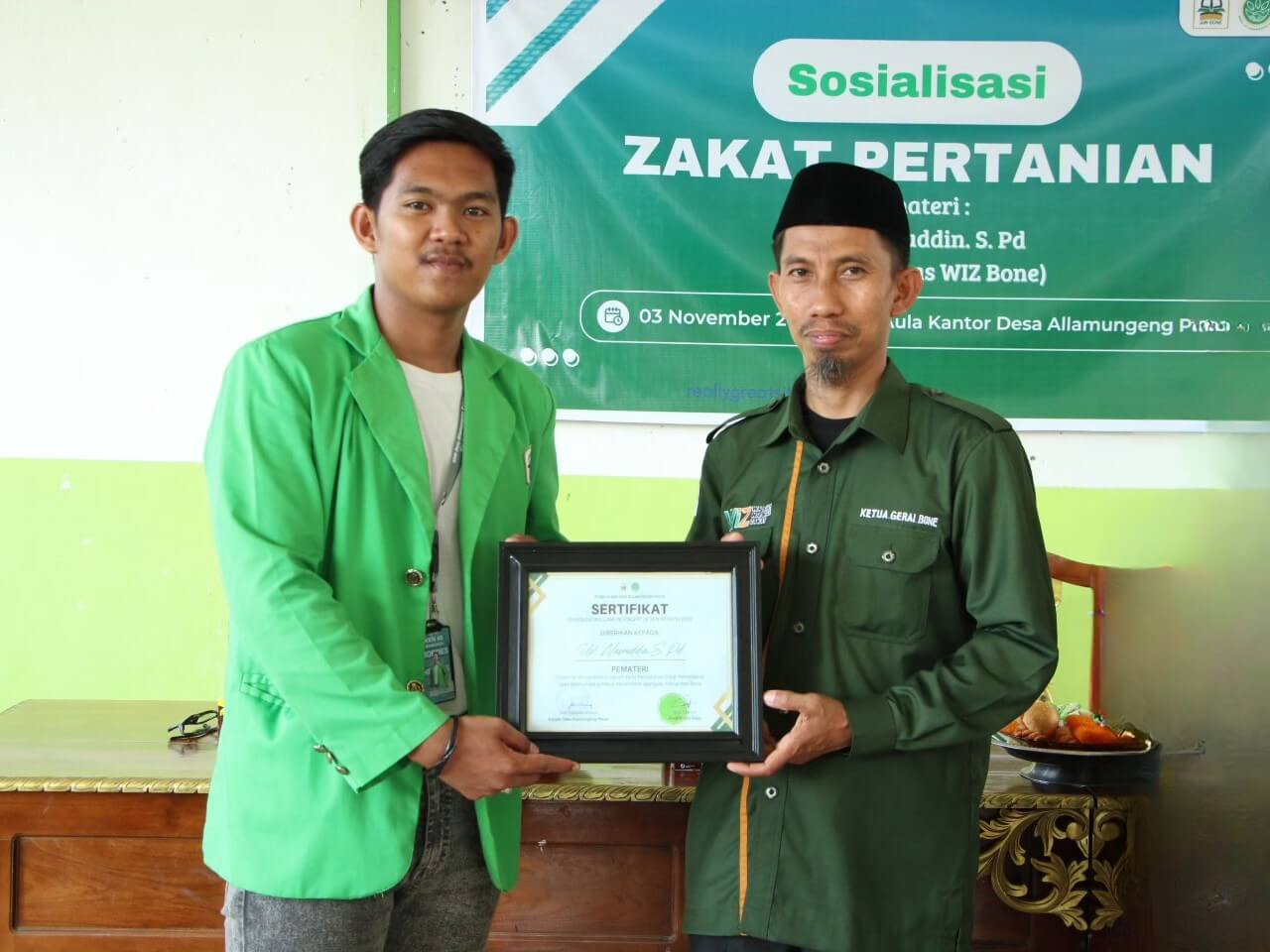 Sosialisasi Zakat Pertanian di Desa Allamungeng Patue, Sinergi WIZ Bone dan KKN IAIN Bone