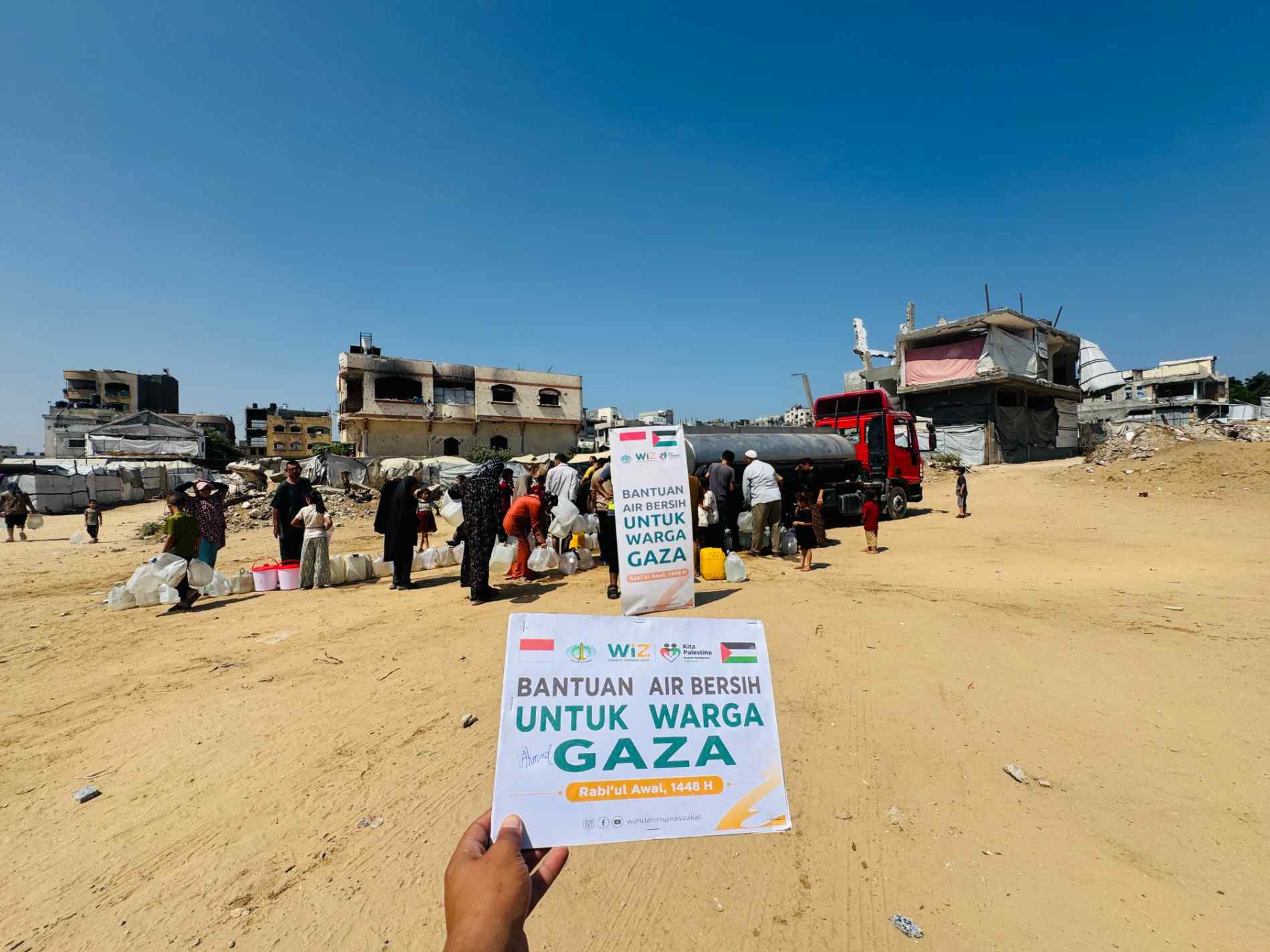 Menghidupkan Harapan di Tanah Pengungsian: WIZ dan KITA Palestina Pasok Air Bersih untuk 800 Keluarga di Gaza Utara